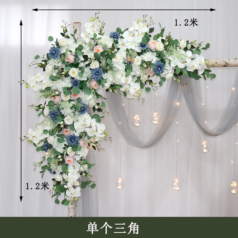 カスタム造花トライアングルフラワー行ぶら下げコーナーフラワーセット結婚式のアーチレイアウトの背景の壁の装飾屋外パーティーディスプレイ