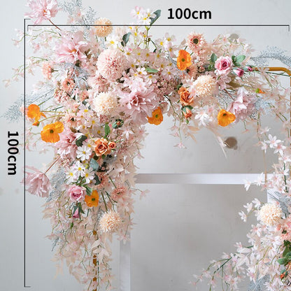 Custom Pink Flower Arrangement Artificial Flower Row Wall Hanging Corner Flower Wedding Arch Background Decor Welcome Sign Props #1053