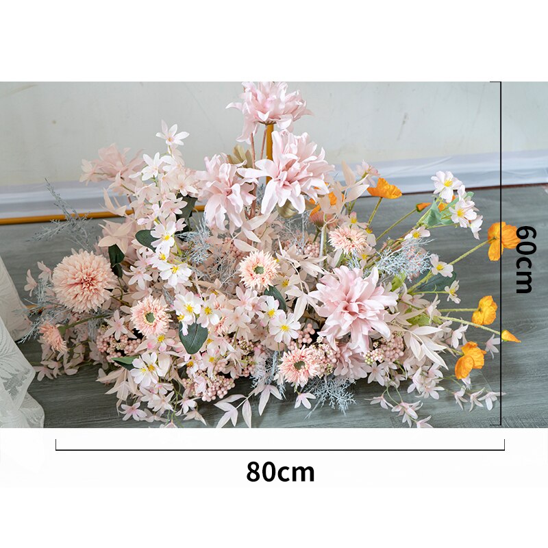 Custom Pink Flower Arrangement Artificial Flower Row Wall Hanging Corner Flower Wedding Arch Background Decor Welcome Sign Props #1053