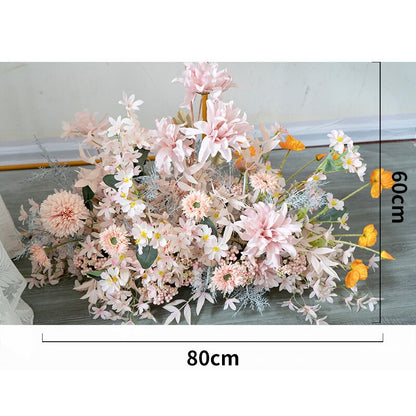 Custom Pink Flower Arrangement Artificial Flower Row Wall Hanging Corner Flower Wedding Arch Background Decor Welcome Sign Props #1053