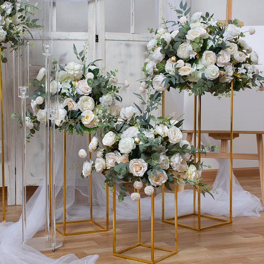 Large 80cm Artificial Flower Ball Wedding Table Centerpieces Stand Decor Table Flower Geometric Shelf Party Stage Display #1067