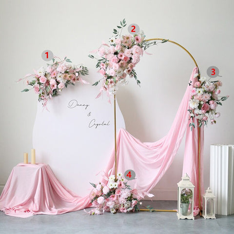 Pink Wedding Backdrop Props Floral Arrangement Party Arch Decor Hanging Flower Row Event Stage Floor Flowers Ball Window Display #1092