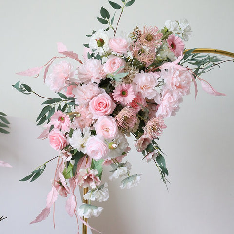 Rosa Hochzeit Hintergrund Requisiten Blumenarrangement Party Bogen Dekor hängende Blumenreihe Event Bühne Boden Blumen Ball Fenster Display 