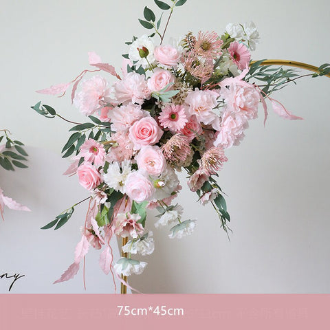 Rosa Hochzeit Hintergrund Requisiten Blumenarrangement Party Bogen Dekor hängende Blumenreihe Event Bühne Boden Blumen Ball Fenster Display 