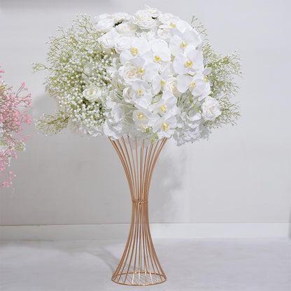 ピンクホワイトローズ Babysbreath 蘭結婚式の背景の装飾フラワーアレンジメントイベントテーブルセンターピースフラワーボールパーティー小道具