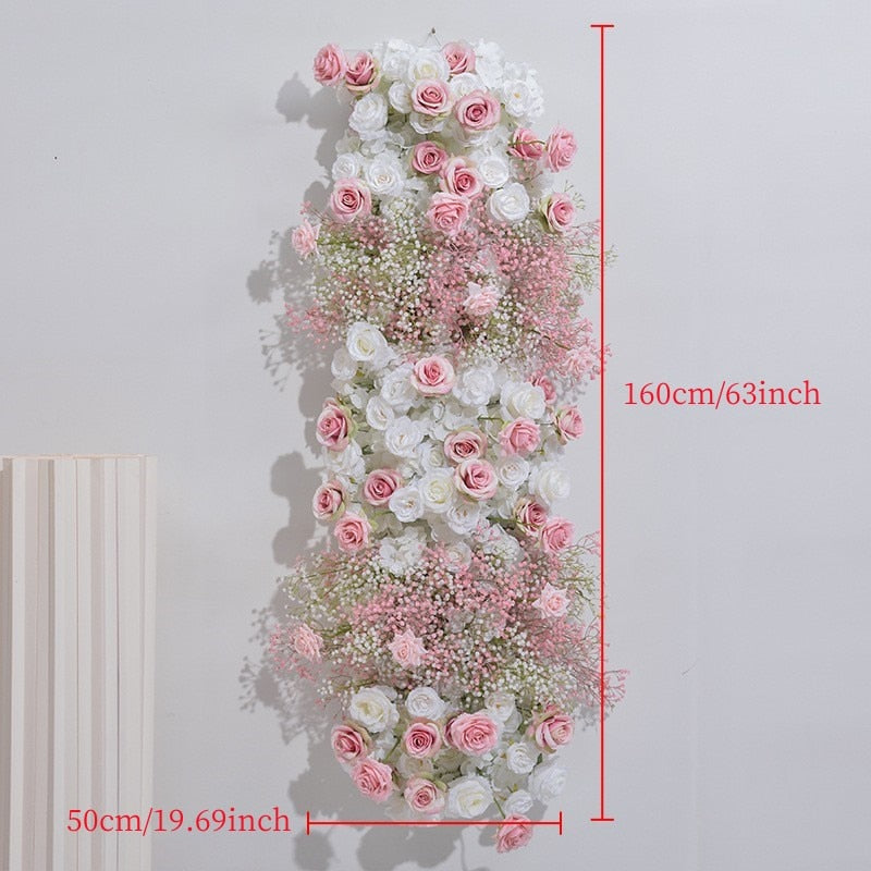 ピンクホワイトローズ Babysbreath 蘭結婚式の背景の装飾フラワーアレンジメントイベントテーブルセンターピースフラワーボールパーティー小道具
