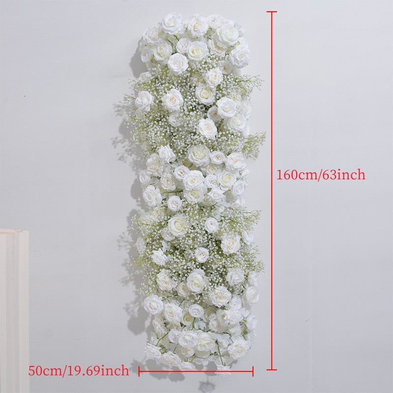 ピンクホワイトローズ Babysbreath 蘭結婚式の背景の装飾フラワーアレンジメントイベントテーブルセンターピースフラワーボールパーティー小道具