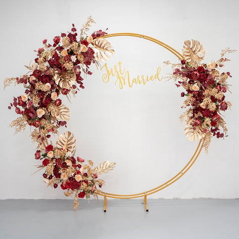 Red Gold Artificial Flower Row Arrangement Decor Wedding Arch Props Marriage Table Centerpiece Floral Ball Party Backdrop Layout #1104