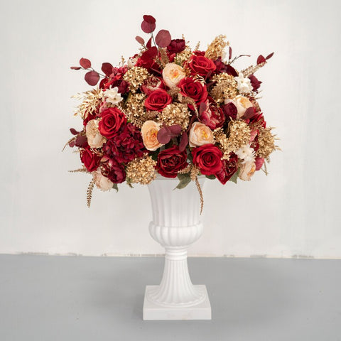 Red Gold Artificial Flower Row Arrangement Decor Wedding Arch Props Marriage Table Centerpiece Floral Ball Party Backdrop Layout #1104