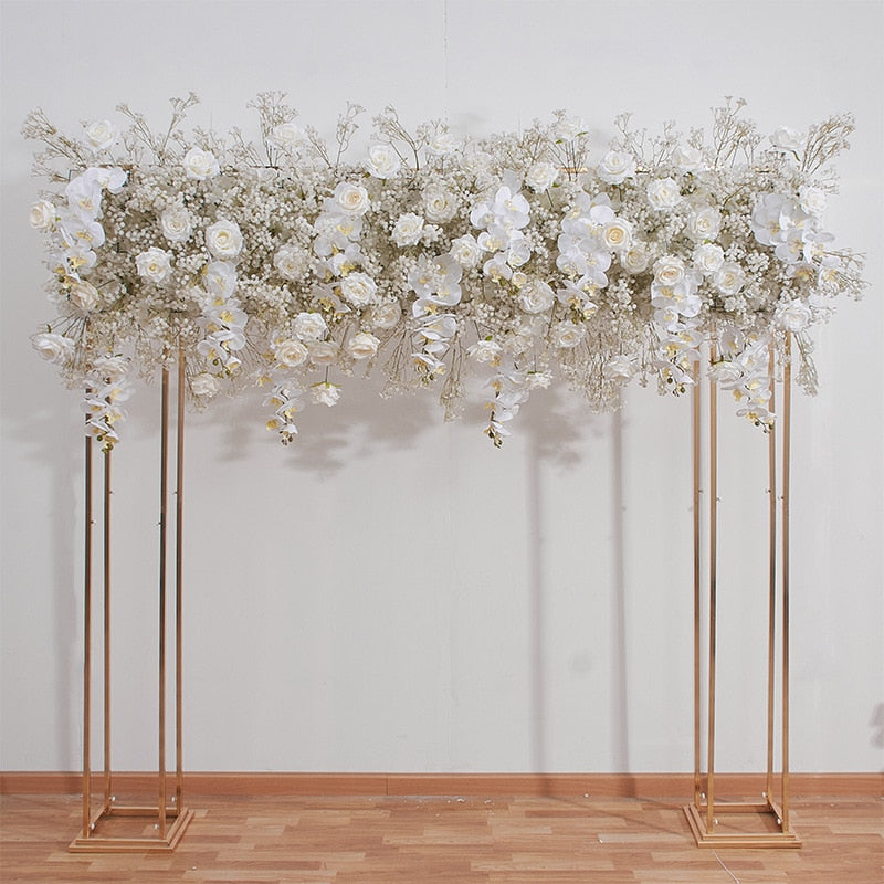 2M Luxury White Babybreath Cherry Blossom Rose Orchid Flower Row Wedding Backdrop Arch Decor Floral Arrangement Event Party Prop #1023