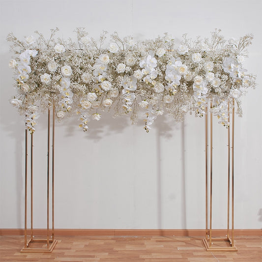 2M Luxury White Babybreath Cherry Blossom Rose Orchid Flower Row Wedding Backdrop Arch Decor Floral Arrangement Event Party Prop #1023