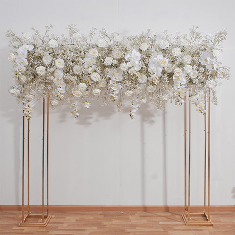 2M Luxury White Babybreath Cherry Blossom Rose Orchid Flower Row Wedding Backdrop Arch Decor Floral Arrangement Event Party Prop #1023