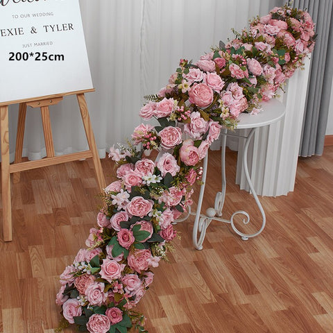 White Rose Hydrangea Large Flower Ball Artificial Green Plants Flower Row Runner Wedding Backdrop Decor Floral Wall Party Props #1129