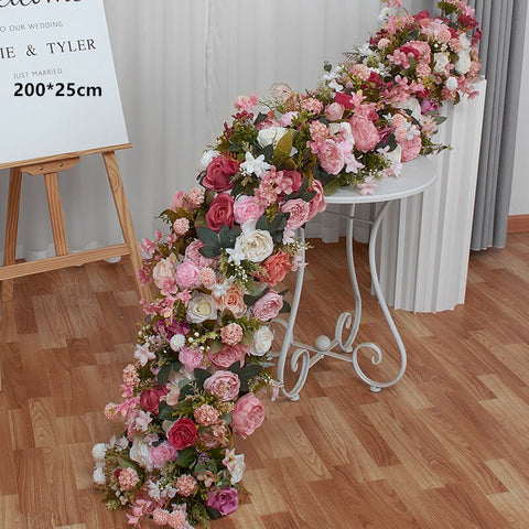 White Rose Hydrangea Large Flower Ball Artificial Green Plants Flower Row Runner Wedding Backdrop Decor Floral Wall Party Props #1129