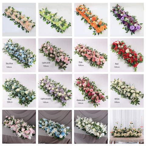 50/100CM DIY Wedding Flower Wall Arrangement Supplies Silk Peonies Rose Artificial Floral Row Decor Marriage Iron Arch Backdrop #1028